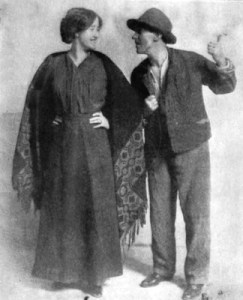 Irish actors Sara Allgood ("Pegeen Mike") and J. M. Kerrigan ("Shawn Keogh"), in the J. M. Synge's play The Playboy of the Western World, Plymouth Theatre, Boston Date	1911 (Isabella Stewart Gardner Museum Archive, Boston)	 copyright expired (before 1923)
