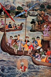 16th century painting of Alexander the Great, lowered in a glass diving bell OAR/National Undersea Research Program (NURP); "Seas, Maps and Men" Wikimedia commona