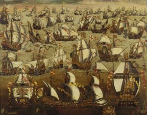 English ships and the Spanish Armada, August 1588. National Maritime Museum UK Wikimedia Commons