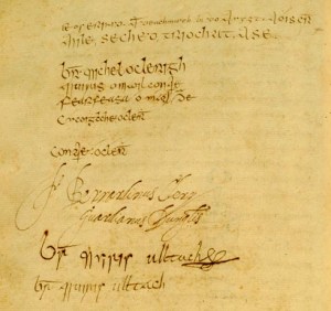 Signature page from  Annals of the Four Masters University College Dublin Archives Department