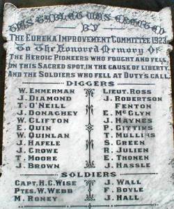 A memorial stone for those who died in the Eureka Stockade.  Construction of the monument in Ballarat was completed in 1886. Imagen: Wikimedia Commons