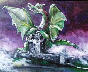 Dunguaire Dragon Acrylic on board EO'D
